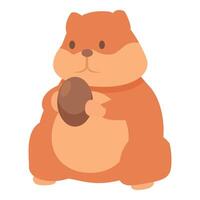 Cute hamster holding a nut in its paws, cartoon character design vector