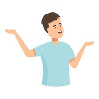 Young man presenting something with open hands and smiling vector