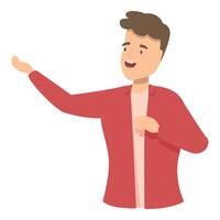 Young man is enthusiastically explaining something vector