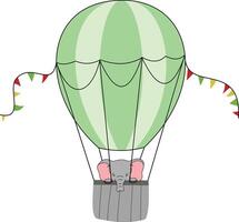 Hot air balloon illustration with cute animals vector