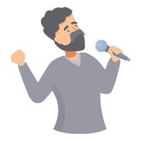 Bearded singer singing with microphone on stage vector