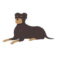 Rottweiler dog lying down, looking forward, minimalist illustration vector