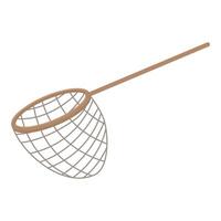 Fishing net with wooden handle for catching fish vector
