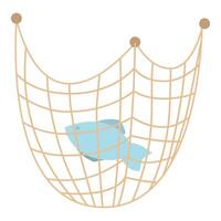Blue fish is trapped in a fishing net vector