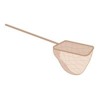 Fishing net with wooden handle is catching something vector
