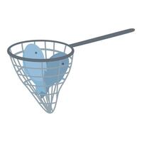 Fishing net catching two fish icon isometric style vector