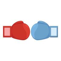 Red and blue boxing gloves facing each other representing competition vector