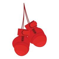 Pair of red boxing gloves hanging on lace up isolated vector