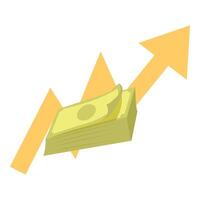 Stack of money increasing indicating growing business profits vector