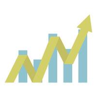 Yellow arrow chart growing showing increased profits and success vector
