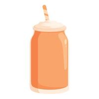 Refreshing orange soda with whipped cream and straw in a can vector