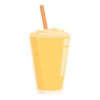 Refreshing yellow milkshake with straw in a tall glass vector