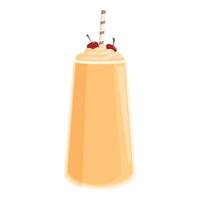 Refreshing peach milkshake topped with whipped cream and cherries vector