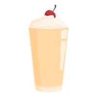 Vanilla milkshake with whipped cream and cherry on top vector