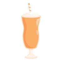 Tall glass of milkshake with whipped cream and straw is waiting on the table vector