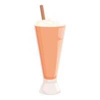 Refreshing and cold milkshake with whipped cream and straw in a tall glass vector