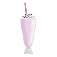 Delicious milkshake with whipped cream and chocolate chips is waiting on the table vector