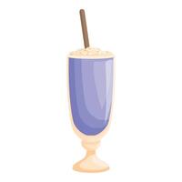 Tall glass of milkshake with whipped cream and sprinkles, served with a straw vector