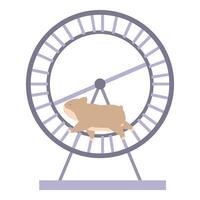 Cute guinea pig running in a hamster wheel on white background vector