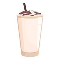 Tall glass of milkshake with chocolate syrup and whipped cream is waiting to be enjoyed vector