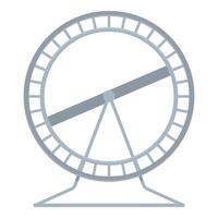 Hamster wheel standing on support with metal bars for running vector