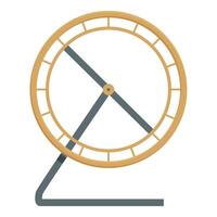 hámster rueda en pie en apoyo con metal barras y de madera circulo marco vector