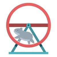 Hamster is exercising by running inside a red wheel vector
