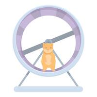 Cute hamster standing inside a spinning wheel vector