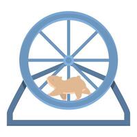 Hamster is doing exercise running on a blue wheel vector
