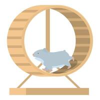 Cute hamster running in a wheel on white background vector