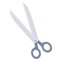 Pair of metal scissors cutting open with blue handles vector