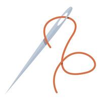 Needle pulling thread, a classic image of sewing and tailoring vector