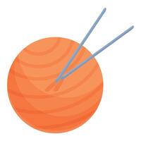 Orange yarn ball with knitting needles for handmade crafts and hobbies vector