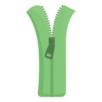 Green zipper fastener being unzipped on white background vector
