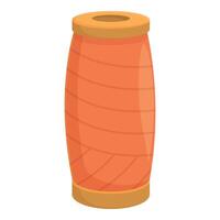 Orange thread spool standing on white background vector