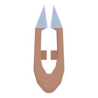 Grape scissors harvesting tool with wooden handle for winemaking vector