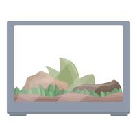 Empty terrarium with rocks and plants is waiting for animal vector