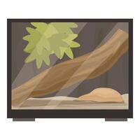 Empty terrarium with branch and plants is waiting for pet vector