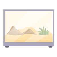 Glass terrarium with sand and rocks creating a desert environment vector