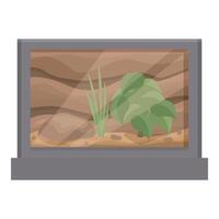Empty terrarium with soil and plants is waiting for animal vector