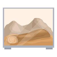 Empty desert terrarium with log and mountains background vector