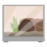 Empty terrarium is waiting its reptile pet with decorative plant and log vector