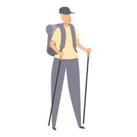 Senior man is enjoying his retirement by going on a hike in nature vector