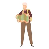 Senior tourist holding a map is deciding where to go on his trip vector