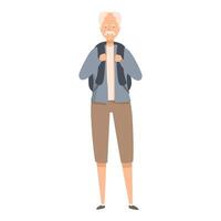 Senior backpacker embracing adventure, a portrait of active aging vector