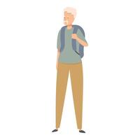 Senior tourist standing with backpack exploring new destinations vector