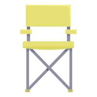 Yellow folding camping chair standing on white background vector