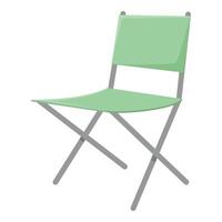 Green folding chair standing on white background vector