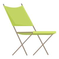 Green folding camping chair with footrest for relaxing on the beach vector