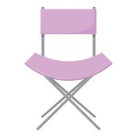 Purple folding chair standing on white background vector